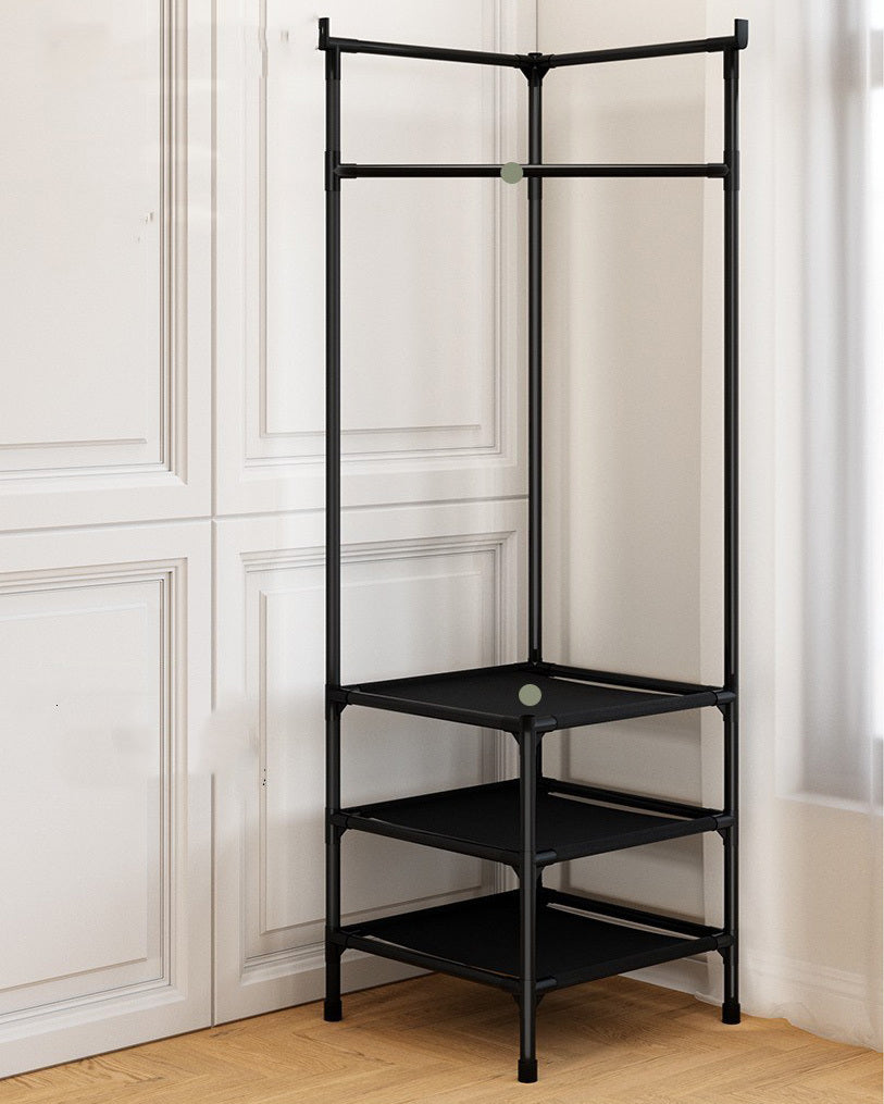 Tall Corner Wardrobe Clothes Hanger Coat Stand Hanging Rail Storage Shelve with Shoe Rack