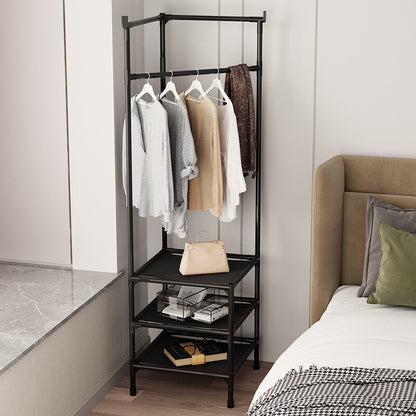 Tall Corner Wardrobe Clothes Hanger Coat Stand Hanging Rail Storage Shelve with Shoe Rack