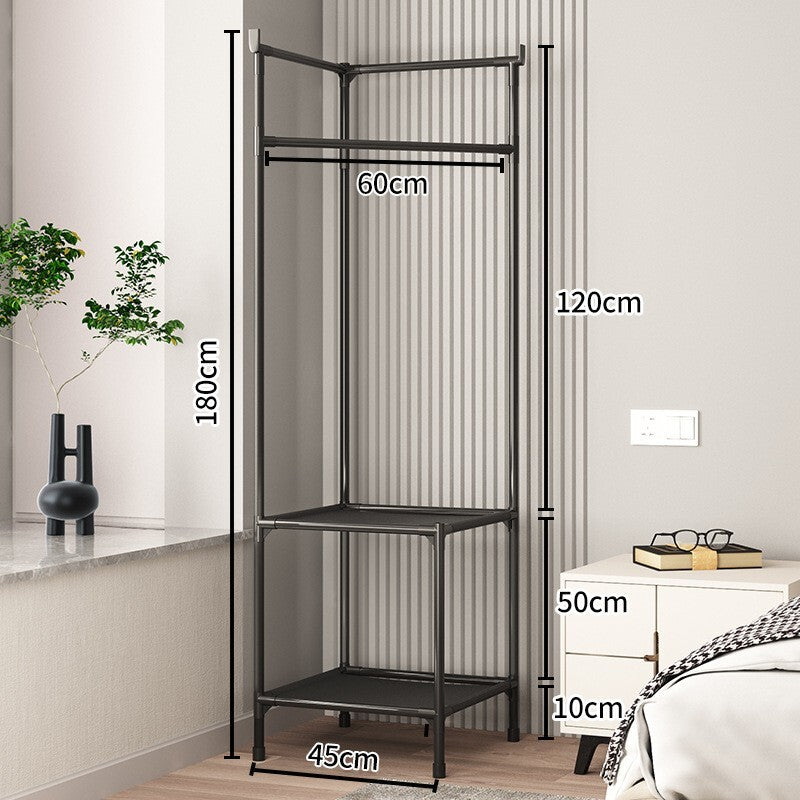 Tall Corner Wardrobe Clothes Hanger Coat Stand Hanging Rail Storage Shelve with Shoe Rack