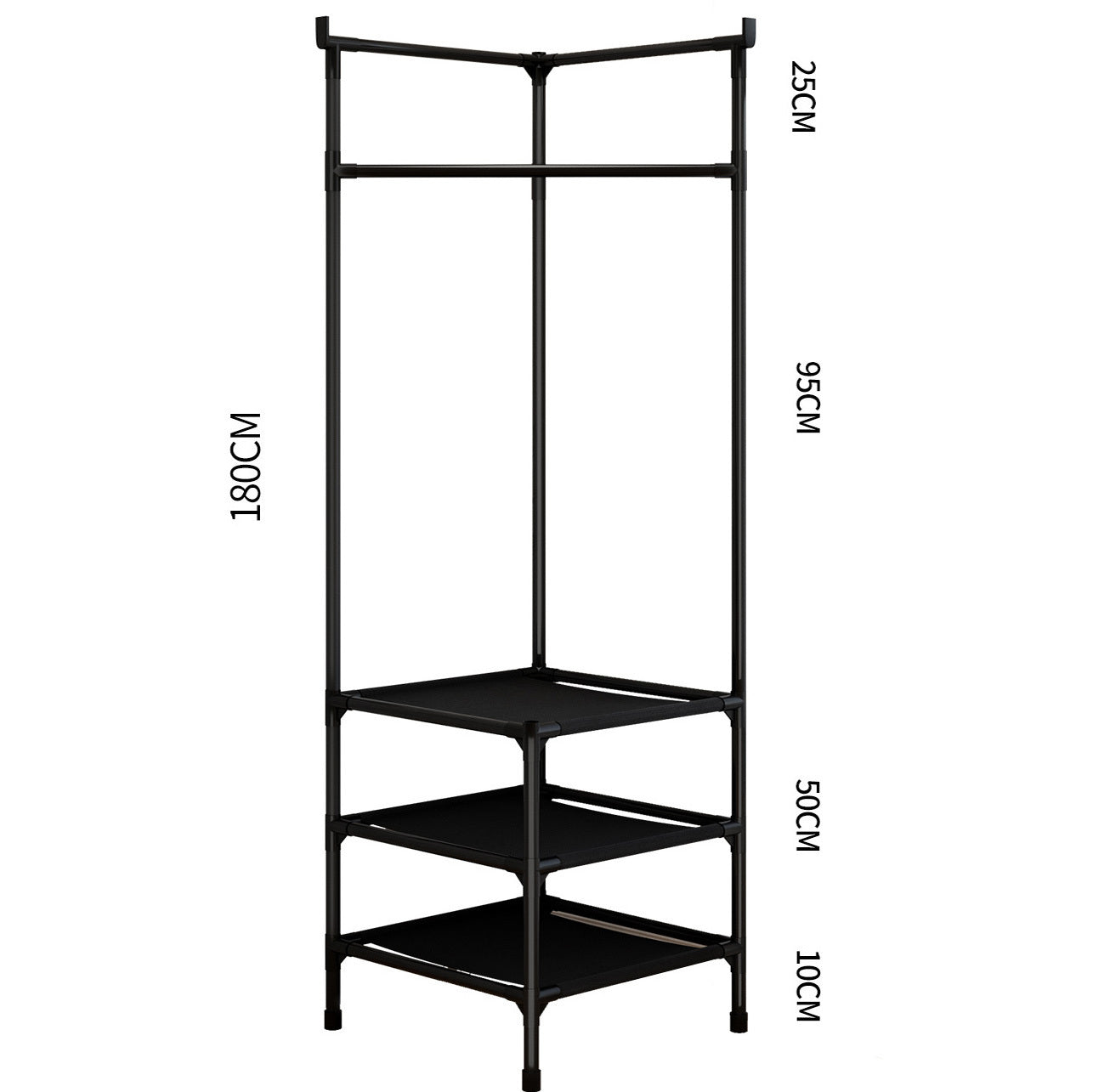 Tall Corner Wardrobe Clothes Hanger Coat Stand Hanging Rail Storage Shelve with Shoe Rack