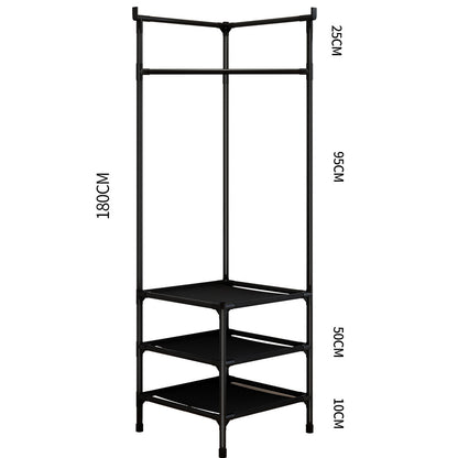 Tall Corner Wardrobe Clothes Hanger Coat Stand Hanging Rail Storage Shelve with Shoe Rack