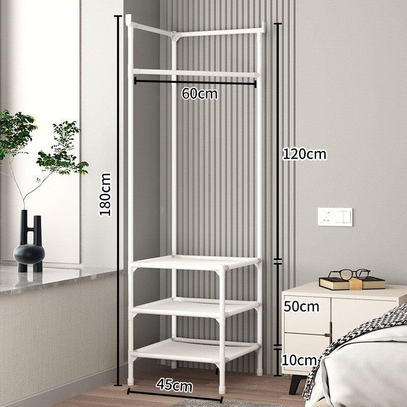 Tall Corner Wardrobe Clothes Hanger Coat Stand Hanging Rail Storage Shelve with Shoe Rack