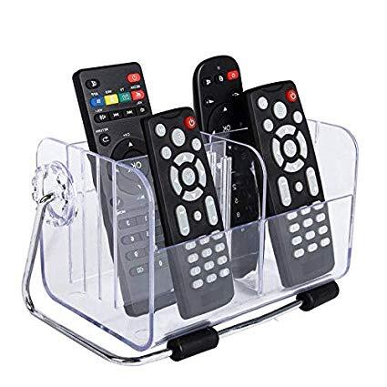 Deluxe Clear Acrylic Remote Control Holder 6 Storage Shelf