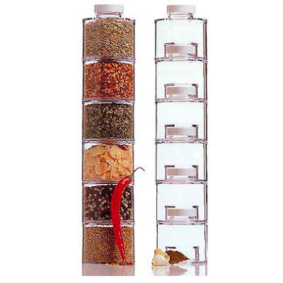 6PC Spice Tower Stack-able Storage Jar Set