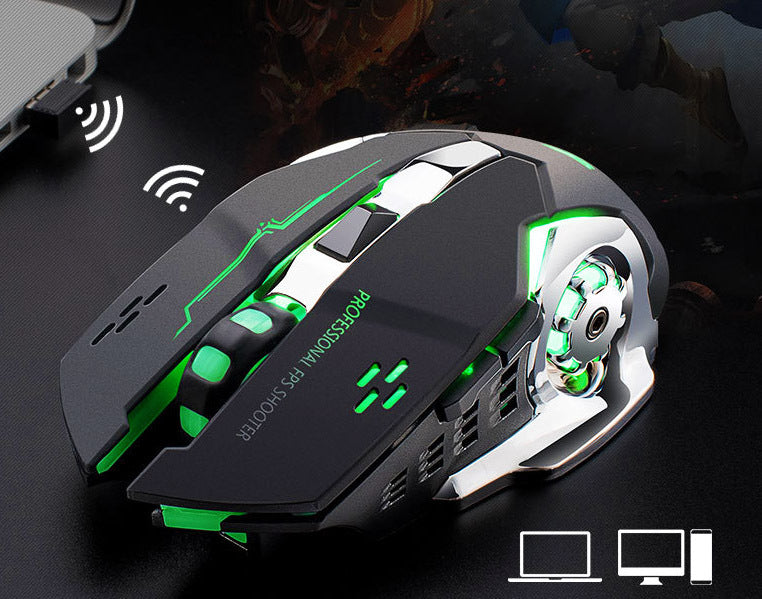 Free Wolf X8 Gaming Wireless Mechanical RGB Optical Mouse (Black)