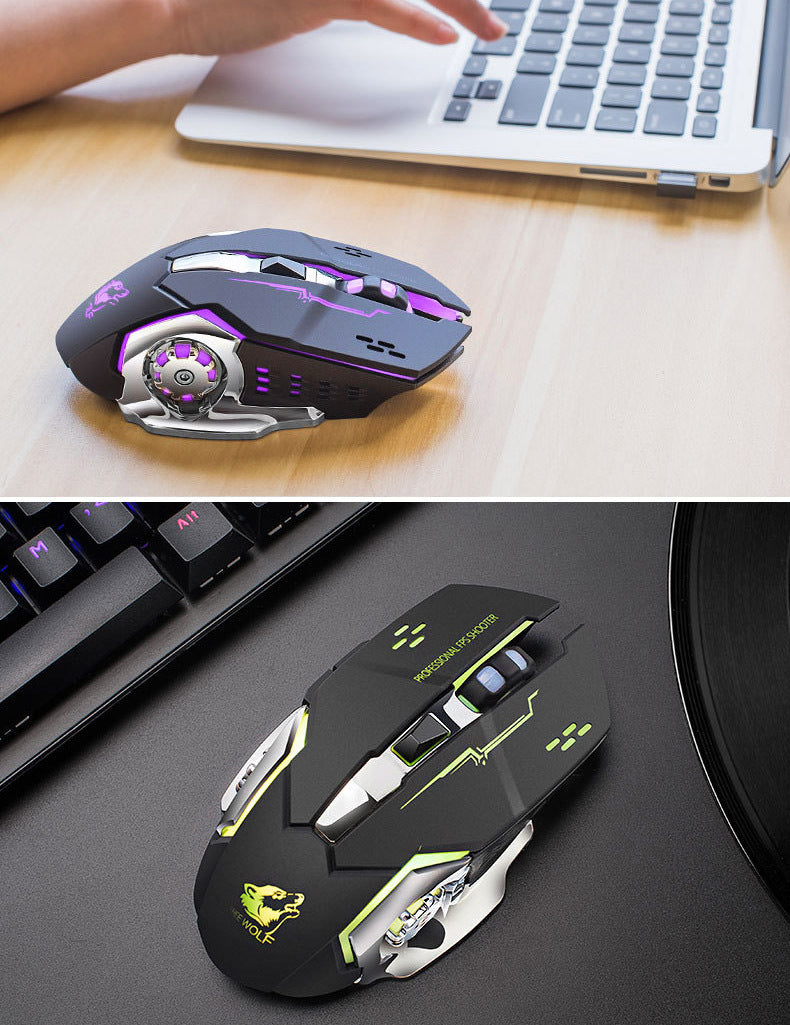 Free Wolf X8 Gaming Wireless Mechanical RGB Optical Mouse (Black)