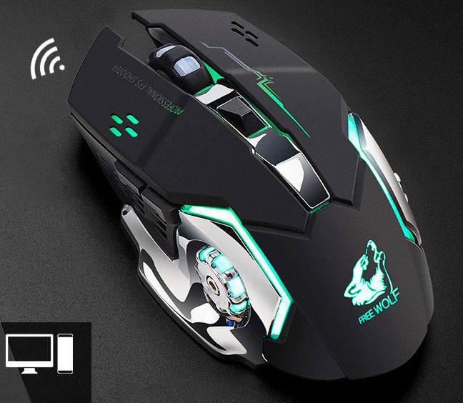 Free Wolf X8 Gaming Wireless Mechanical RGB Optical Mouse (Black)