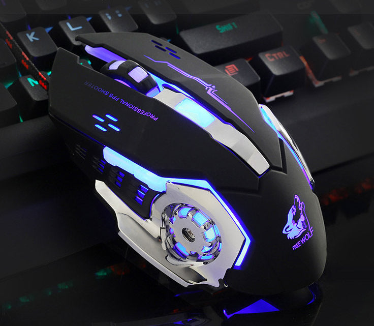 Free Wolf X8 Gaming Wireless Mechanical RGB Optical Mouse (Black)