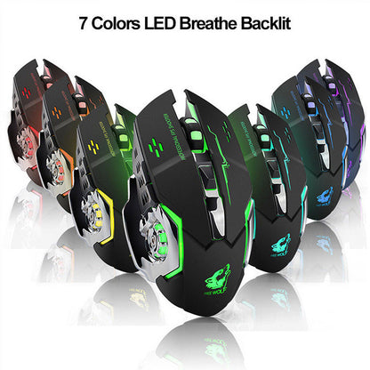 Free Wolf X8 Gaming Wireless Mechanical RGB Optical Mouse (Space Grey)