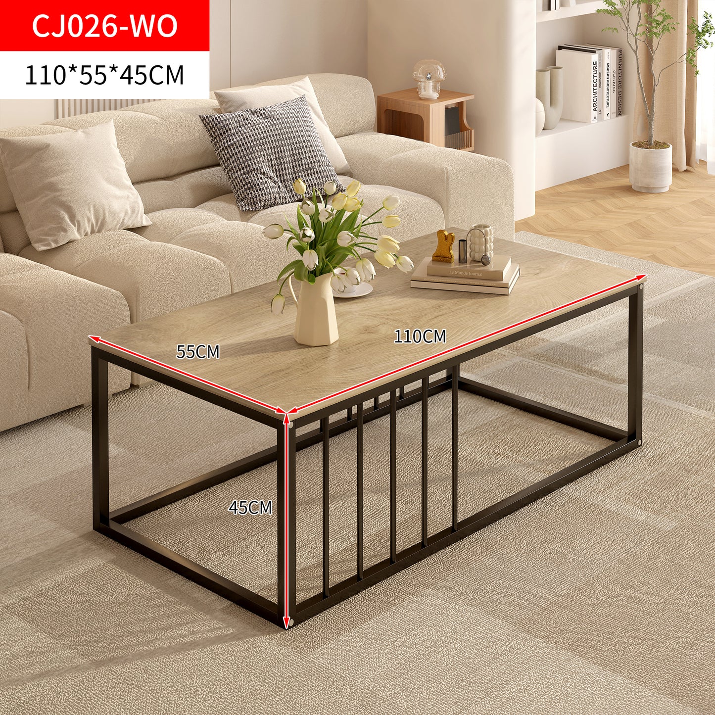 Urban Industrial Modern Wood and Metal Coffee Table Coastal Oak