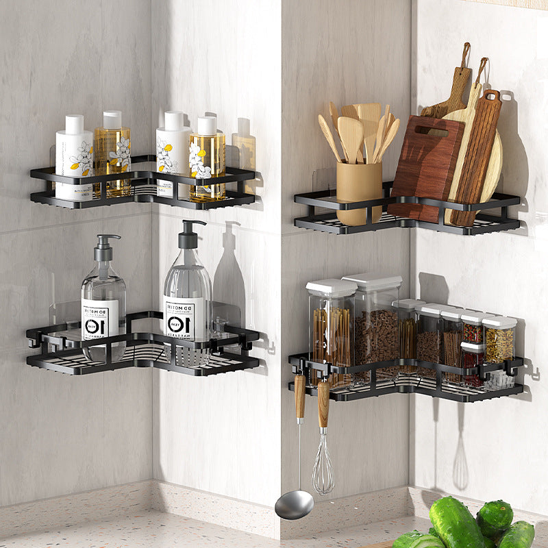 2 Piece Corner Shower Shelves Bathroom Kitchen Wall Mounted Organiser Set