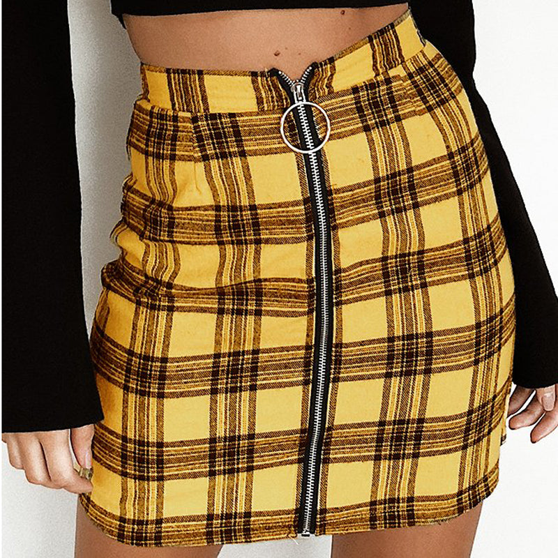 Sweetheart Check Mini Skirt (Yellow)