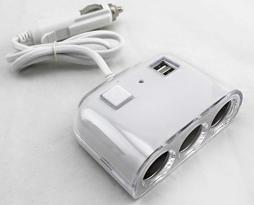 120W 3 Way Car cigarette lighter Splitter + 2 USB