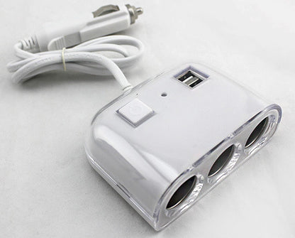 120W 3 Way Car cigarette lighter Splitter + 2 USB