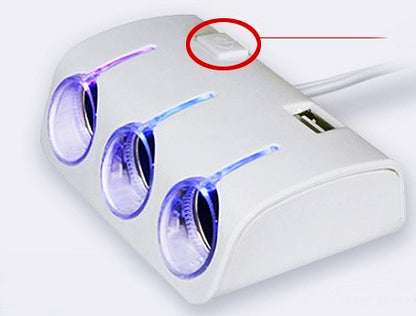 120W 3 Way Car cigarette lighter Splitter + 2 USB