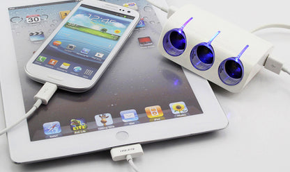 120W 3 Way Car cigarette lighter Splitter + 2 USB