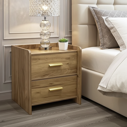 Serene 2-Drawer Bedside Table Nightstand (Rustic Oak)