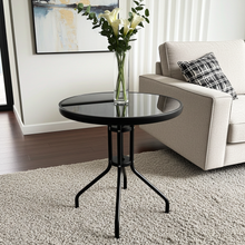 Alfresco Round Mirrored Tempered Glass Table