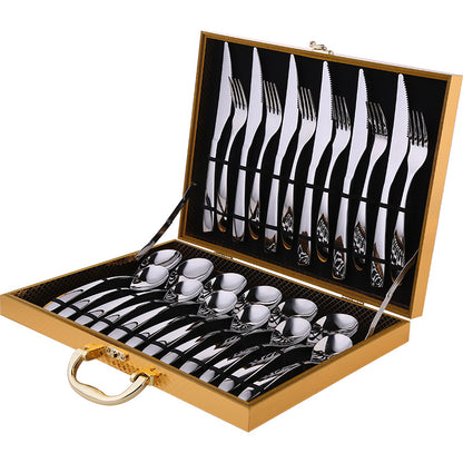 24PC Stainless Steel Knife and Fork Cutlery Set in Gold Box