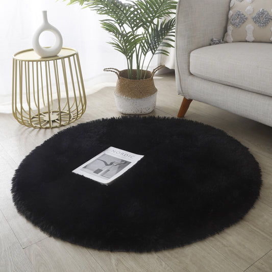 Infinity Round Shag Rug 100cm (Black)