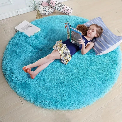 Infinity Round Shag Rug 100cm (Blue)