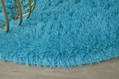 Infinity Round Shag Rug 100cm (Blue)