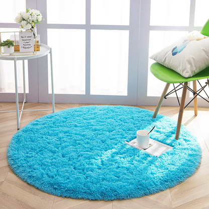 Infinity Round Shag Rug 100cm (Blue)