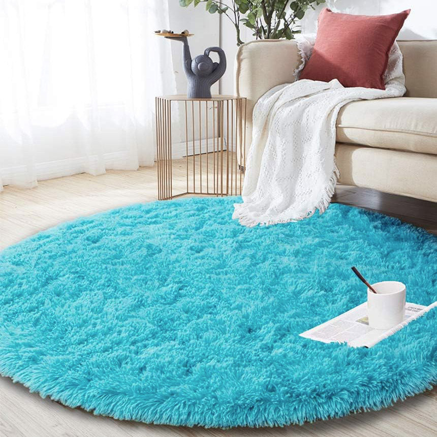 Infinity Round Shag Rug 100cm (Blue)