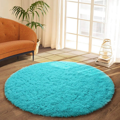 Infinity Round Shag Rug 100cm (Blue)