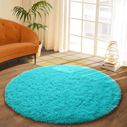 Infinity Round Shag Rug 100cm (Blue)