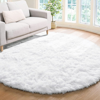 Large 2m Infinity Round Shag Rug (White)