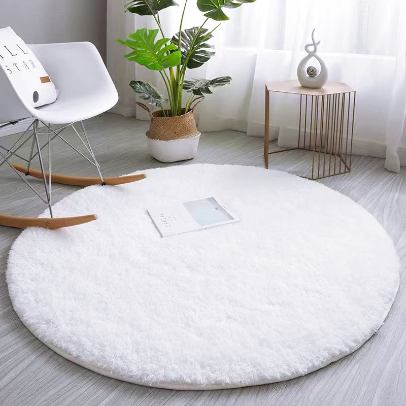 Large 2m Infinity Round Shag Rug (White)