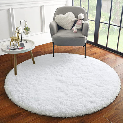 Large 2m Infinity Round Shag Rug (White)