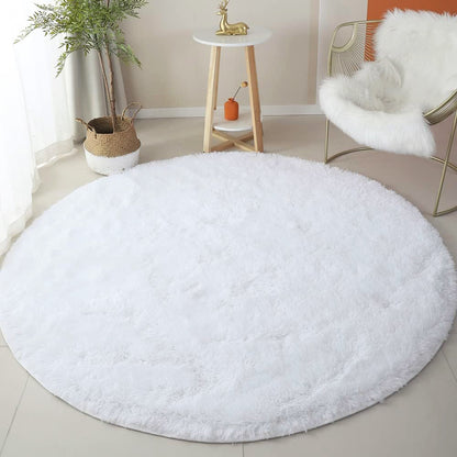 Large 2m Infinity Round Shag Rug (White)