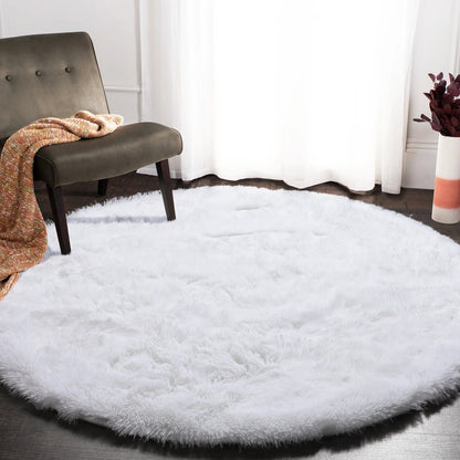 Large 2m Infinity Round Shag Rug (White)