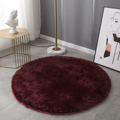 Infinity Round Shag Rug 100cm (Wine)