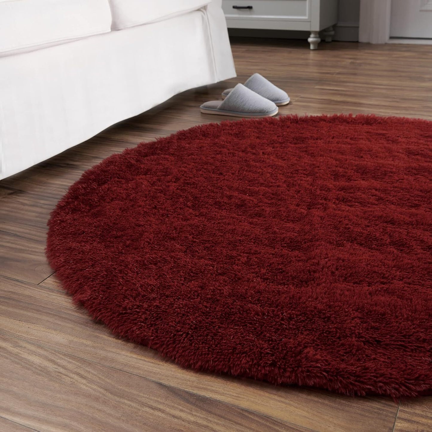 Infinity Round Shag Rug 100cm (Wine)