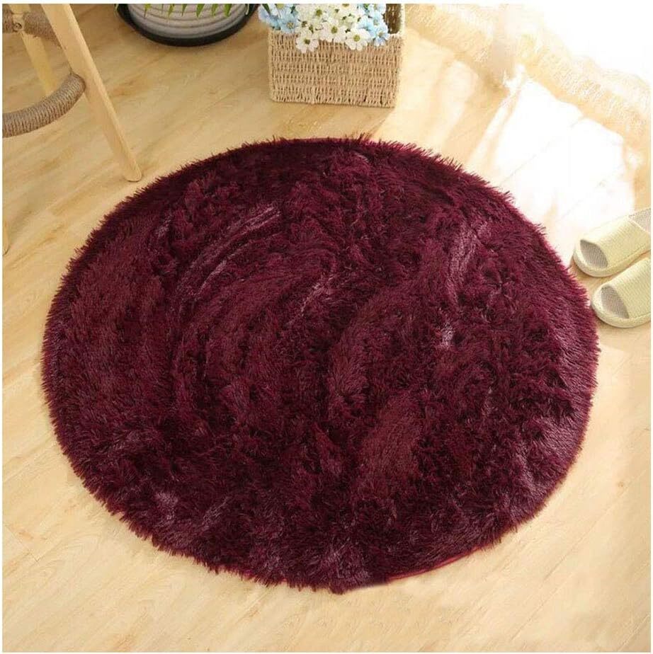 Infinity Round Shag Rug 100cm (Wine)