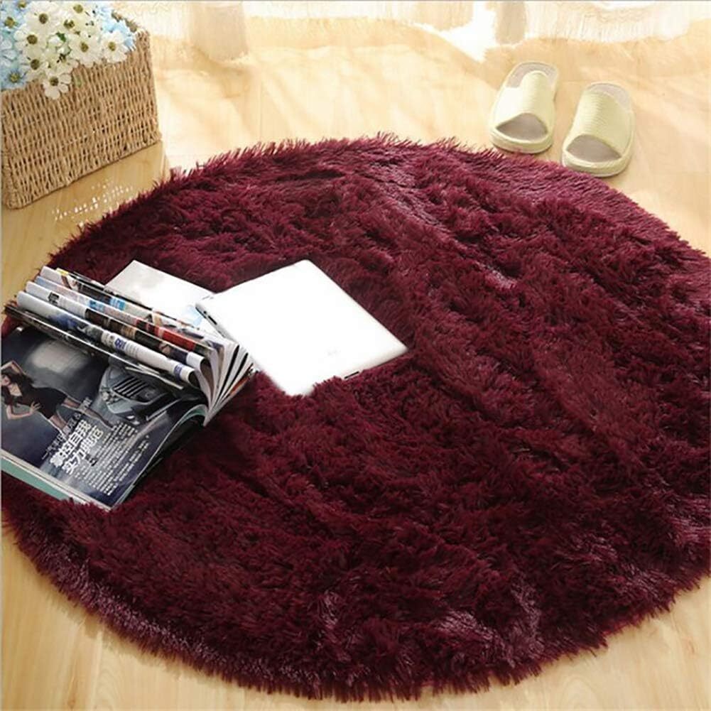 Infinity Round Shag Rug 100cm (Wine)