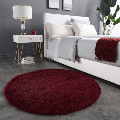 Infinity Round Shag Rug 100cm (Wine)