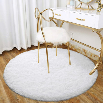 Infinity Round Shag Rug 100cm (White)