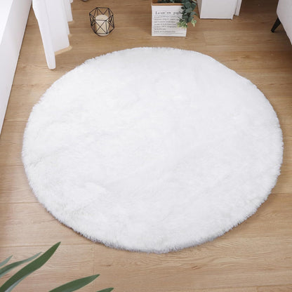 Infinity Round Shag Rug 100cm (White)