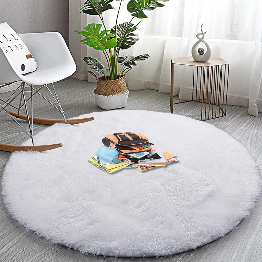 Infinity Round Shag Rug 100cm (White)