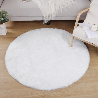 Infinity Round Shag Rug 100cm (White)