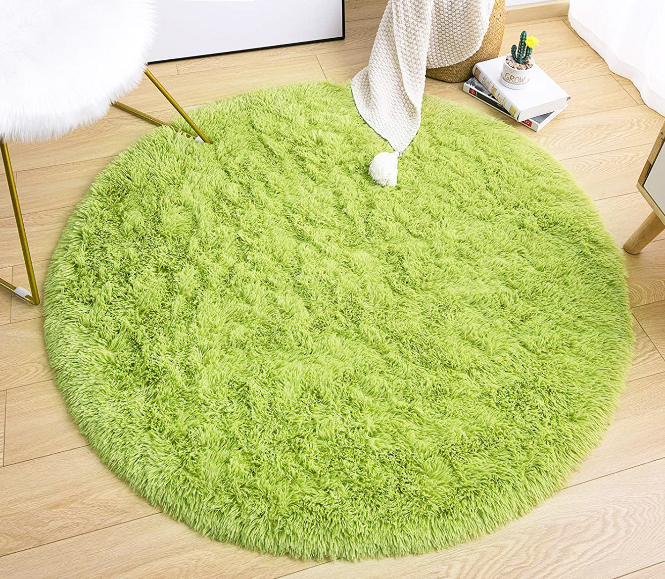 Infinity Round Shag Rug 100cm (Green)