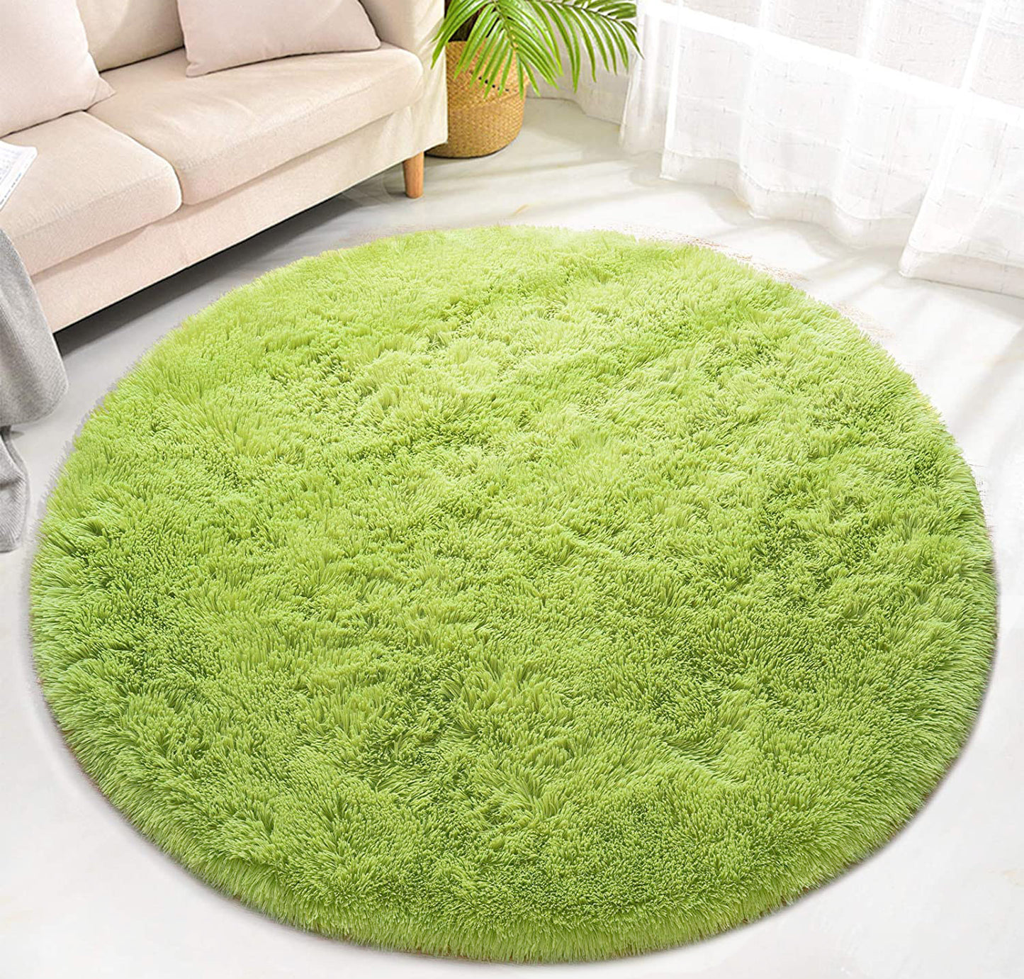 Infinity Round Shag Rug 100cm (Green)