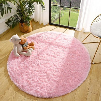 Infinity Round Shag Rug 100cm (Pink)