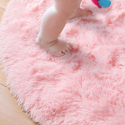 Infinity Round Shag Rug 100cm (Pink)