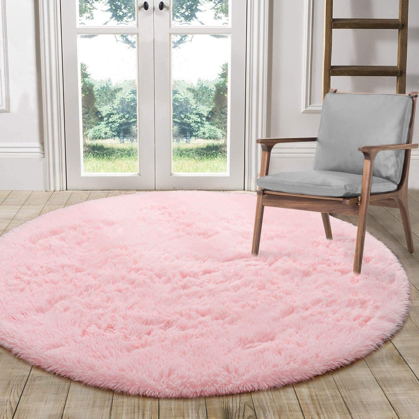 Infinity Round Shag Rug 100cm (Pink)