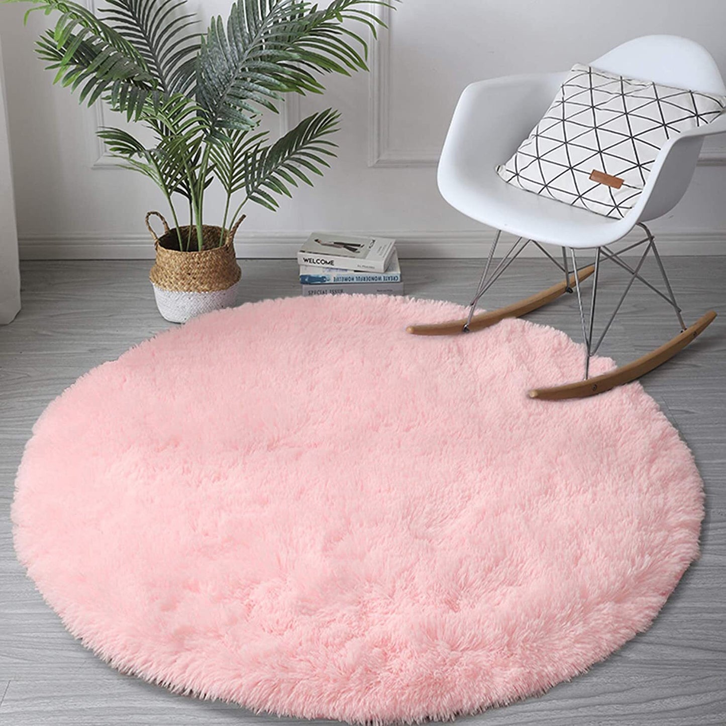 Infinity Round Shag Rug 100cm (Pink)